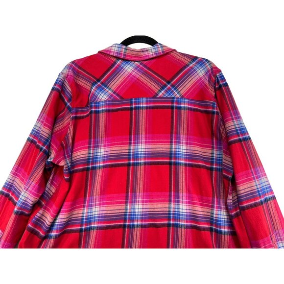 Orvis Womens Flannel Plaid Button-Up Long Sleeve Shirt XL Red Blue - Picture 10 of 10